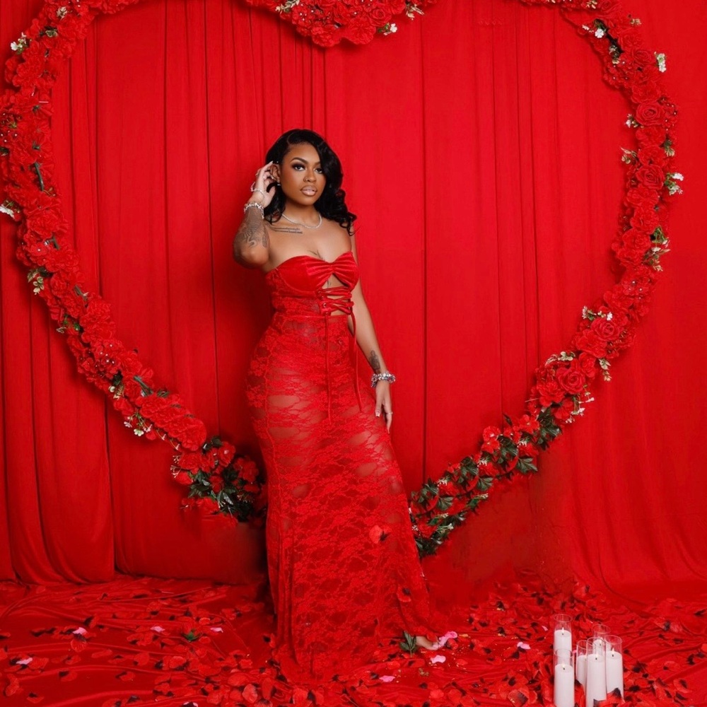 Elegant Red Lace Gown